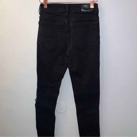 Anine Bing Distressed Brodie Jeans in Faded Black - Picture 6 of 8